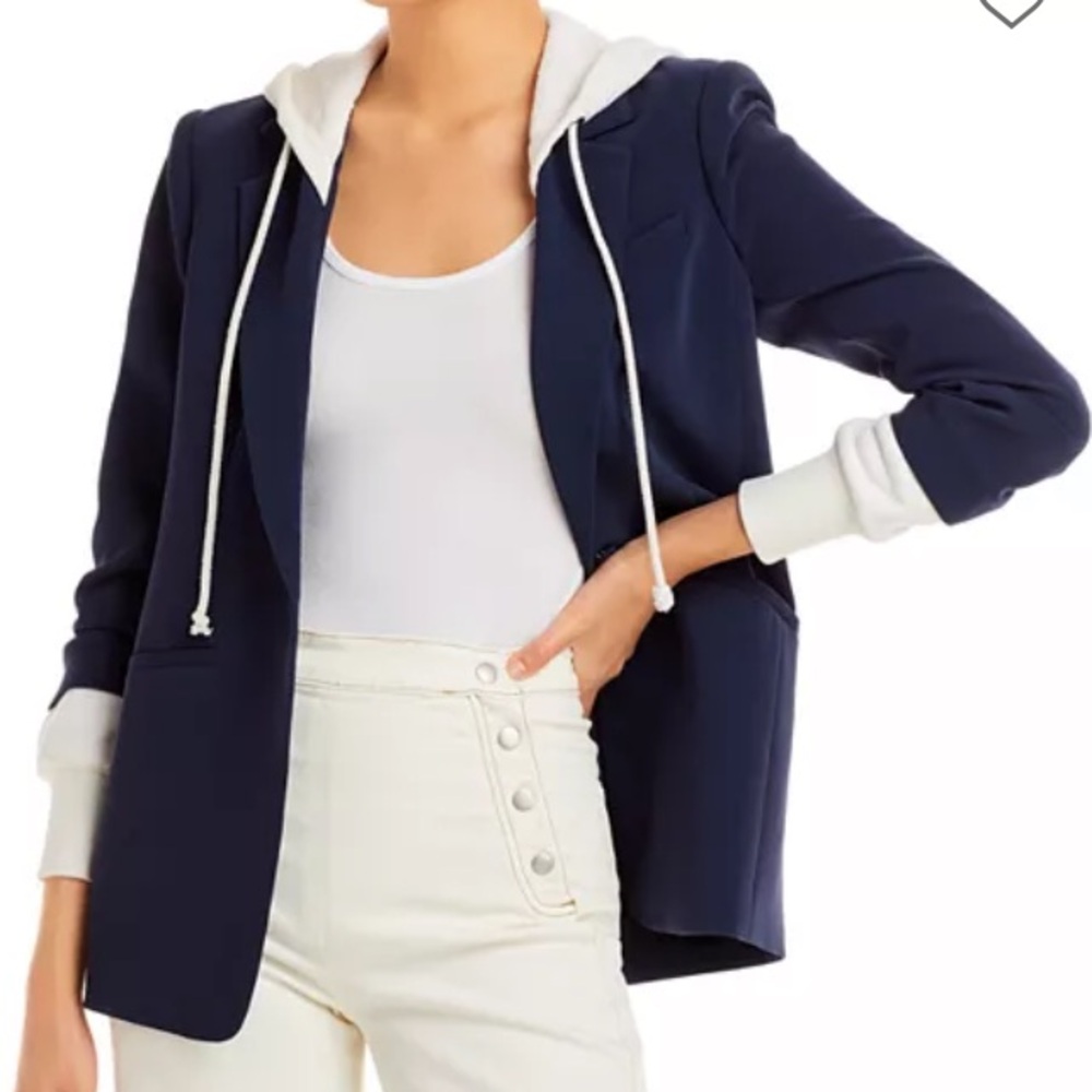 Cinq a Sept Khloe hooded blazer in navy/ivory